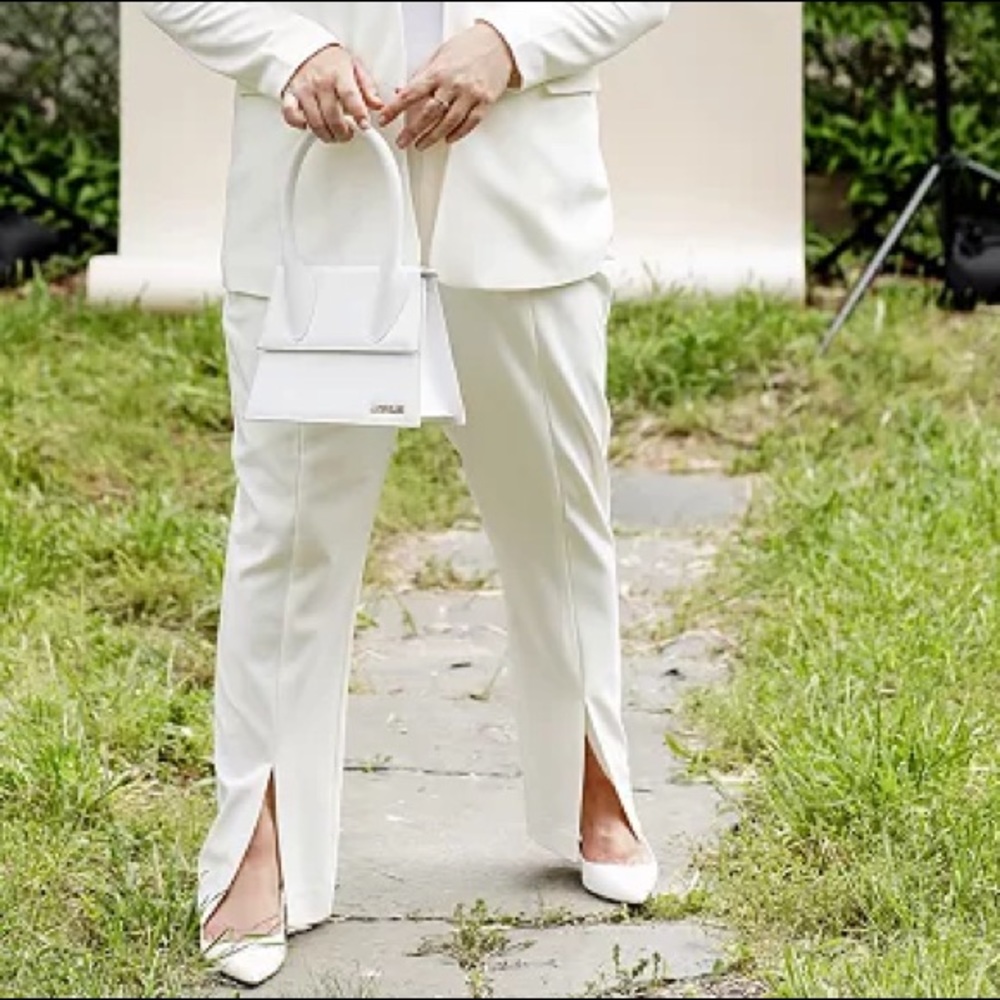 NWT DANIELLE BERNSTEIN Macy’s Off White Front Slit Dressy Pants Plus Size 20 W - Picture 1 of 12